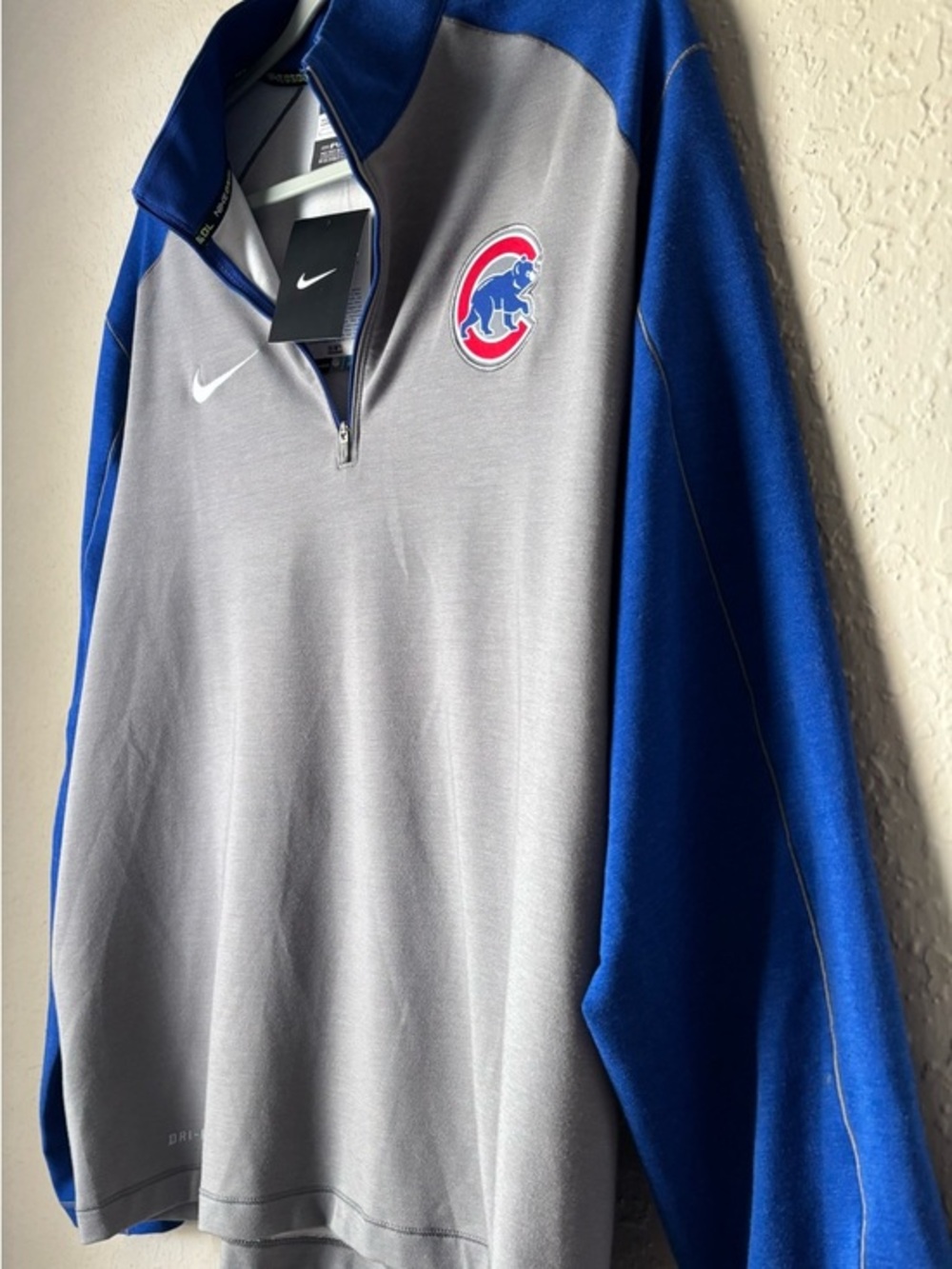 Nike Gray and Royal Blue Chicago Cubs Dri-FIT Quarter-Zip Men size L